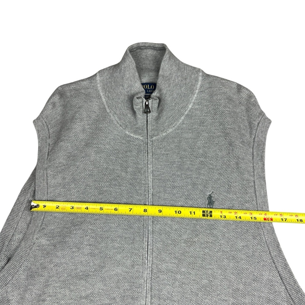 Polo Ralph Lauren Sleeveless Sweater Men’s XXL Full Zip Pima‎ Cotton Jacket Gray - Picture 12 of 14